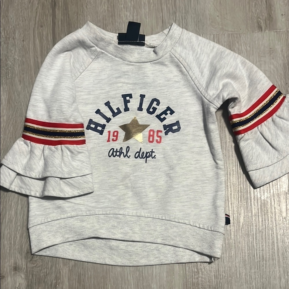 Tommy‎ Hilfiger Kids Gray Ruffle Sleeve Top 18M